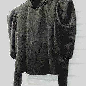 New Women's Puff Sleeve Back Zip Blouse Size M